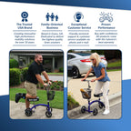 KneeRover Deluxe Steerable Knee Walker Scooter - Blue Heavy Duty Knee Cycle for Adults, Foot Surgery, Broken Ankle, Leg Injuries - Damaged Box