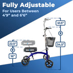 KneeRover Deluxe Steerable Knee Walker Scooter - Blue Heavy Duty Knee Cycle for Adults, Foot Surgery, Broken Ankle, Leg Injuries - Damaged Box