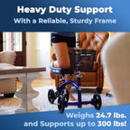 KneeRover Deluxe Steerable Knee Walker Scooter - Blue Heavy Duty Knee Cycle for Adults, Foot Surgery, Broken Ankle, Leg Injuries - Damaged Box