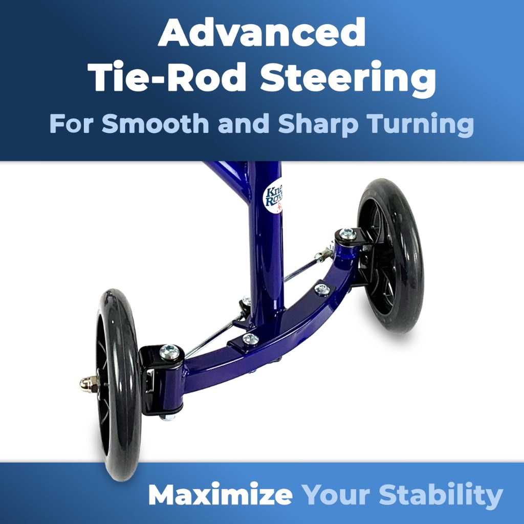 KneeRover Deluxe Steerable Knee Walker Scooter - Blue Heavy Duty Knee Cycle for Adults, Foot Surgery, Broken Ankle, Leg Injuries - Damaged Box