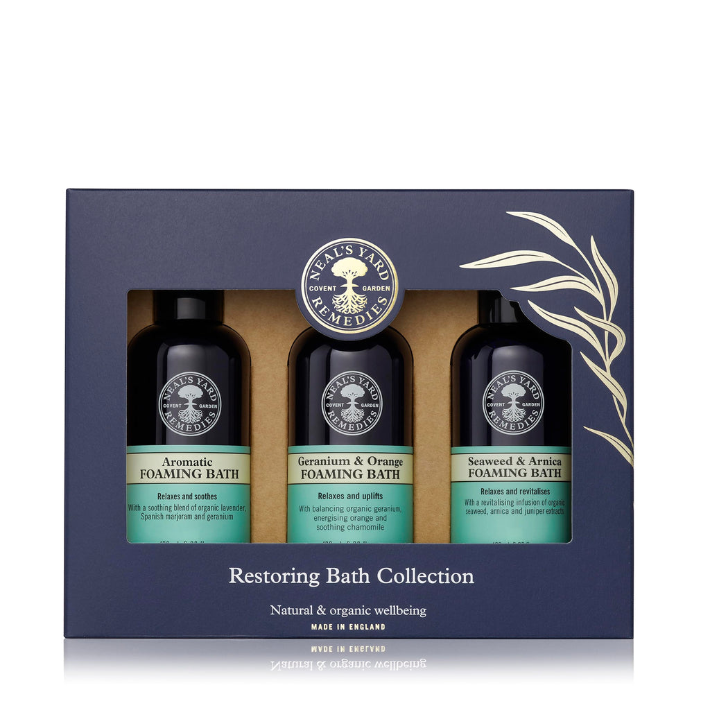 Neal's Yard Remedies Restoring Bath Scents Collection, Gift Set of Bath Soak with Essential Oils, Vegan & Cruelty-Free, Pack of 3 - Damaged Box