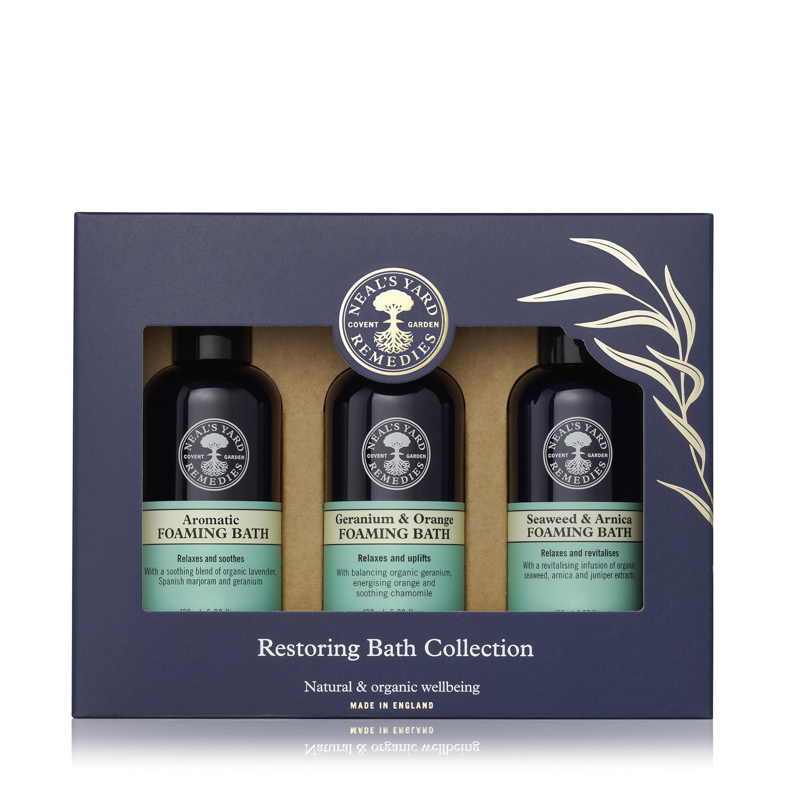 Neal's Yard Remedies Restoring Bath Scents Collection, Gift Set of Bath Soak with Essential Oils, Vegan & Cruelty-Free, Pack of 3 - Damaged Box