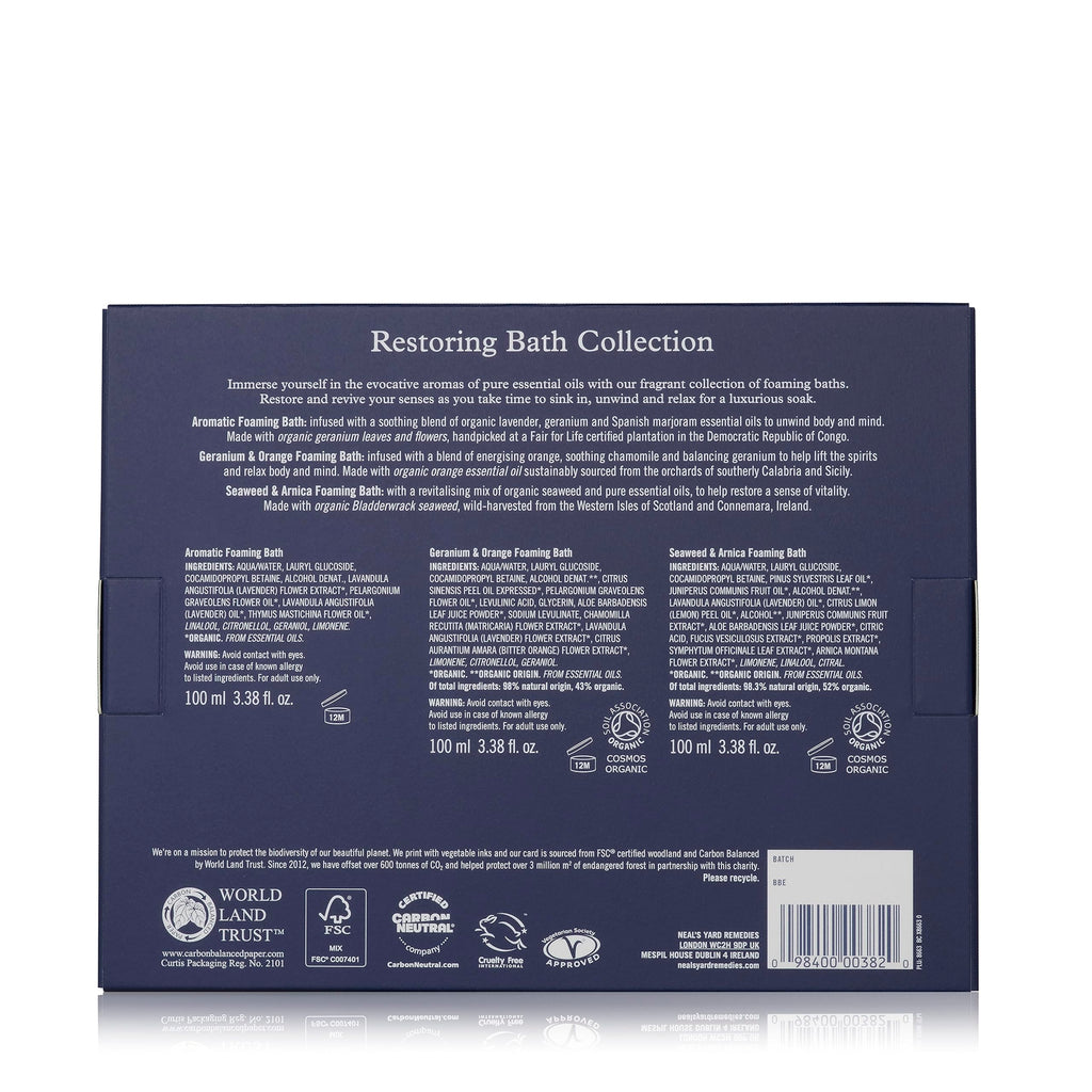 Neal's Yard Remedies Restoring Bath Scents Collection, Gift Set of Bath Soak with Essential Oils, Vegan & Cruelty-Free, Pack of 3 - Damaged Box