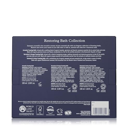 Neal's Yard Remedies Restoring Bath Scents Collection, Gift Set of Bath Soak with Essential Oils, Vegan & Cruelty-Free, Pack of 3 - Damaged Box