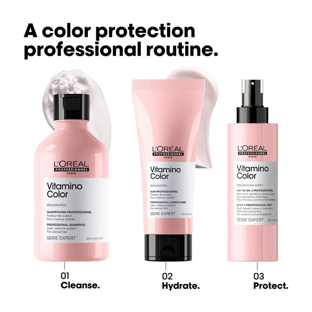 L'Or'eal Professionnel Vitamino Color Conditioner 200ml, Colour Protection and Shinier Hair, Soft & Protected Hair, For Coloured Hair 200ml - New