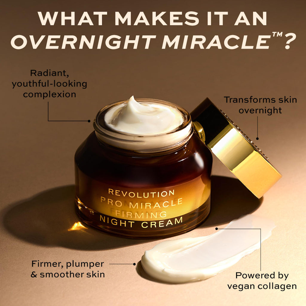 Revolution Pro, Miracle Vegan Collagen Night Cream, Hydrating Moisturiser, Vegan Collagen & Squalane To Firm & Smooth Skin, Vegan & Cruelty-Free, 50ml - Damaged Box