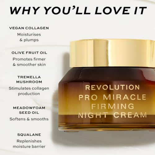 Revolution Pro, Miracle Vegan Collagen Night Cream, Hydrating Moisturiser, Vegan Collagen & Squalane To Firm & Smooth Skin, Vegan & Cruelty-Free, 50ml - Damaged Box