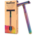 Bambaw Double Edge Safety Razor Men, Metal Single Blade Razor for Men, Manual Shave with Balanced Weight for Full Control, Plastic Fee and Reusable, No Blade Included (Rainbow) - New