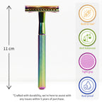 Bambaw Double Edge Safety Razor Men, Metal Single Blade Razor for Men, Manual Shave with Balanced Weight for Full Control, Plastic Fee and Reusable, No Blade Included (Rainbow) - New