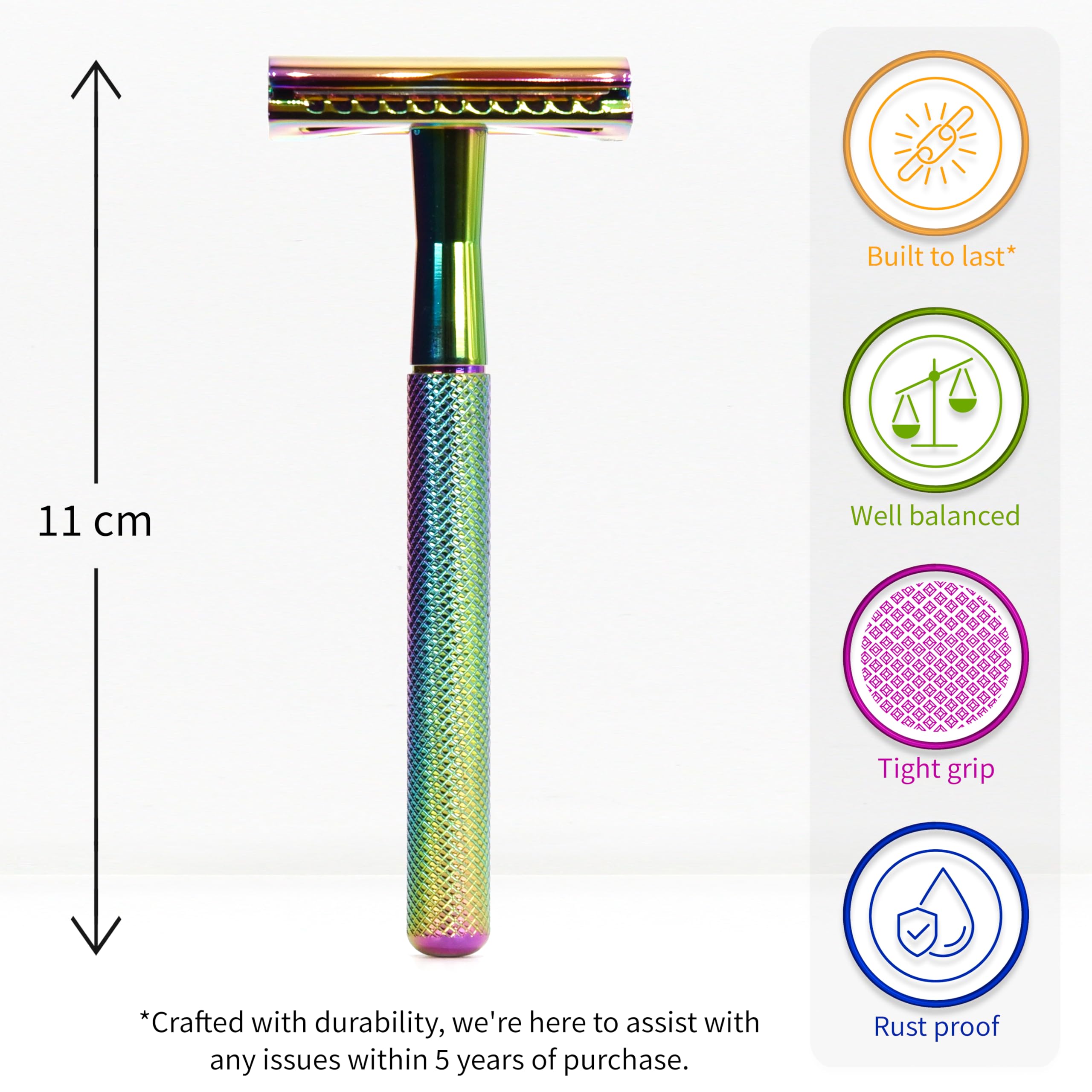 Bambaw Double Edge Safety Razor Men, Metal Single Blade Razor for Men, Manual Shave with Balanced Weight for Full Control, Plastic Fee and Reusable, No Blade Included (Rainbow) - New