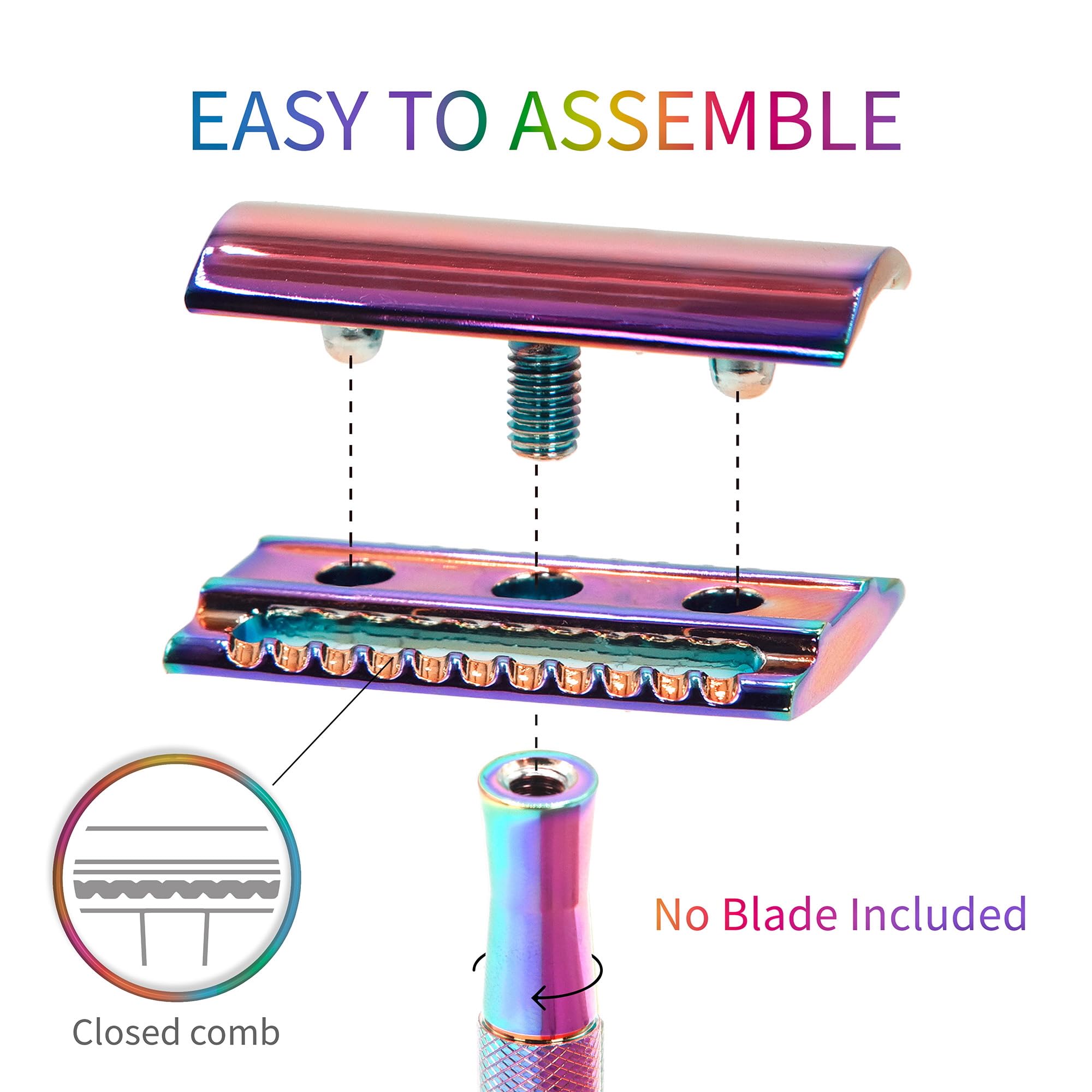 Bambaw Double Edge Safety Razor Men, Metal Single Blade Razor for Men, Manual Shave with Balanced Weight for Full Control, Plastic Fee and Reusable, No Blade Included (Rainbow) - New