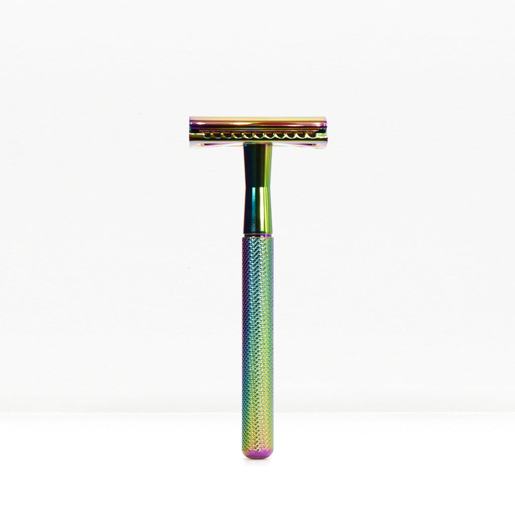 Bambaw Double Edge Safety Razor Men, Metal Single Blade Razor for Men, Manual Shave with Balanced Weight for Full Control, Plastic Fee and Reusable, No Blade Included (Rainbow) - New