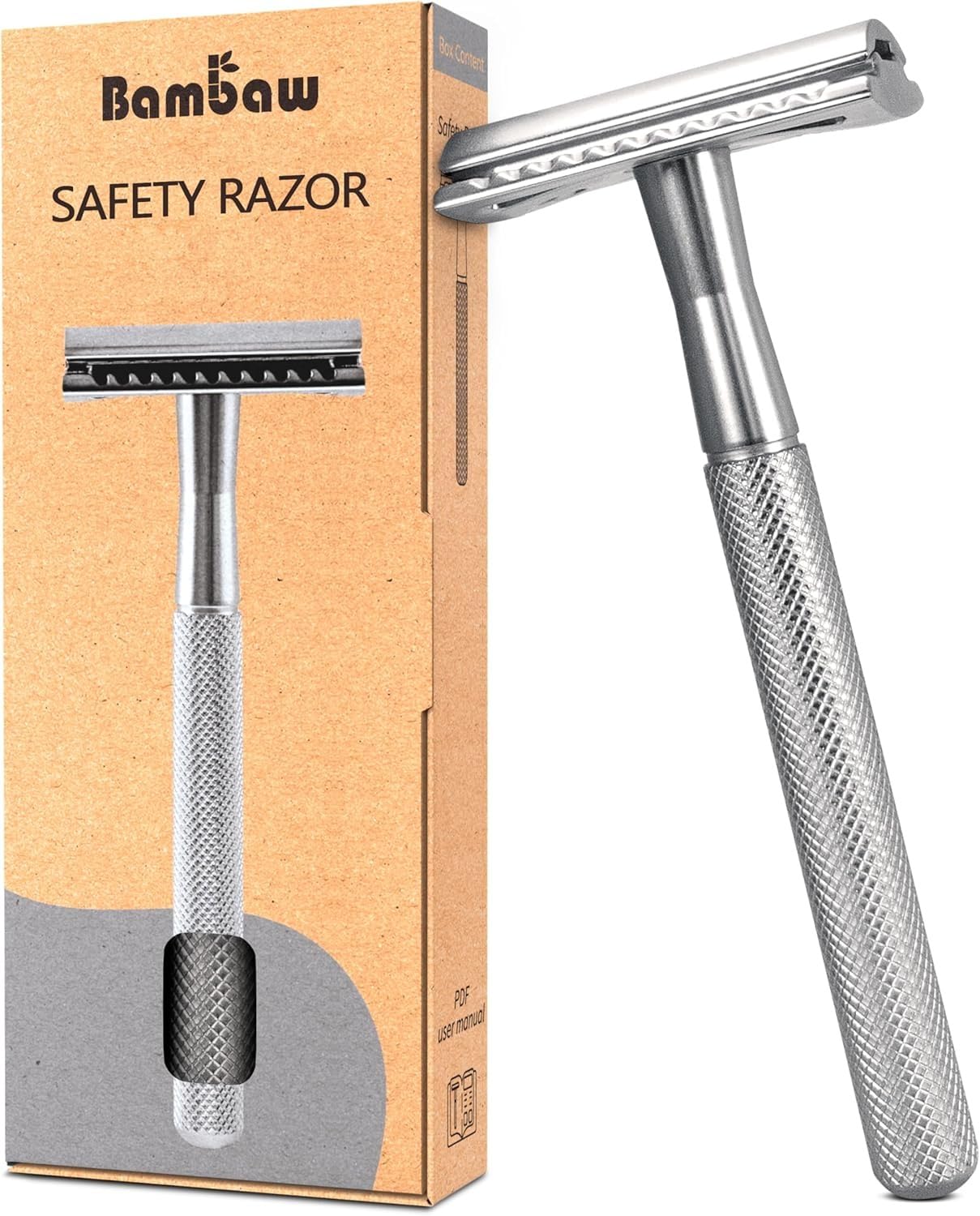 Bambaw Double Edge Safety Razor Men, Metal Single Blade Razor for Men, Manual Shave with Balanced Weight for Full Control, Plastic Fee and Reusable, No Blade Included (Rainbow) - New
