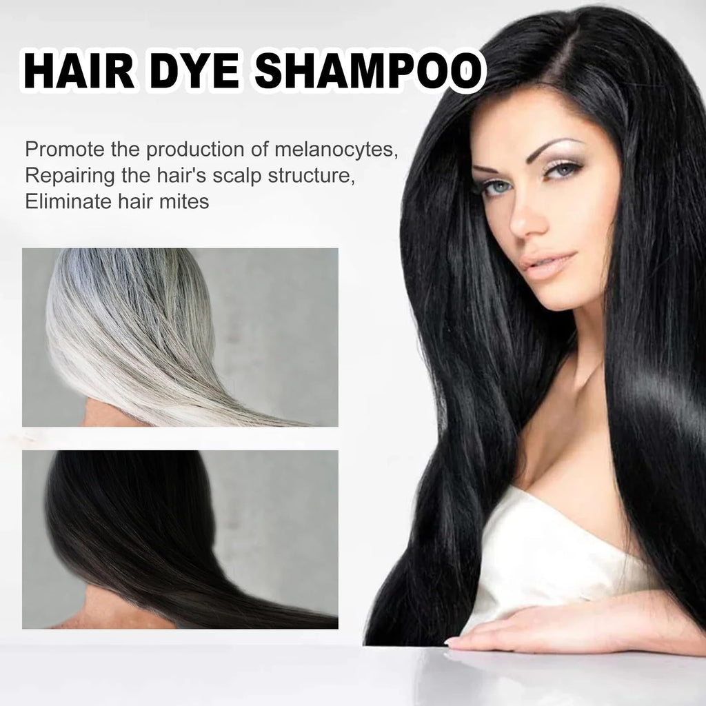 Hair Dye Shampoo, Dark Brown Instant Dye Shampoo, Hair Colour Shampoo for Grey Hair, 3 in 1 Semi Permanent Hair Dye Anti Grey, Temporary Hair Dye(Dark Brown) - New - BBE 12/2028