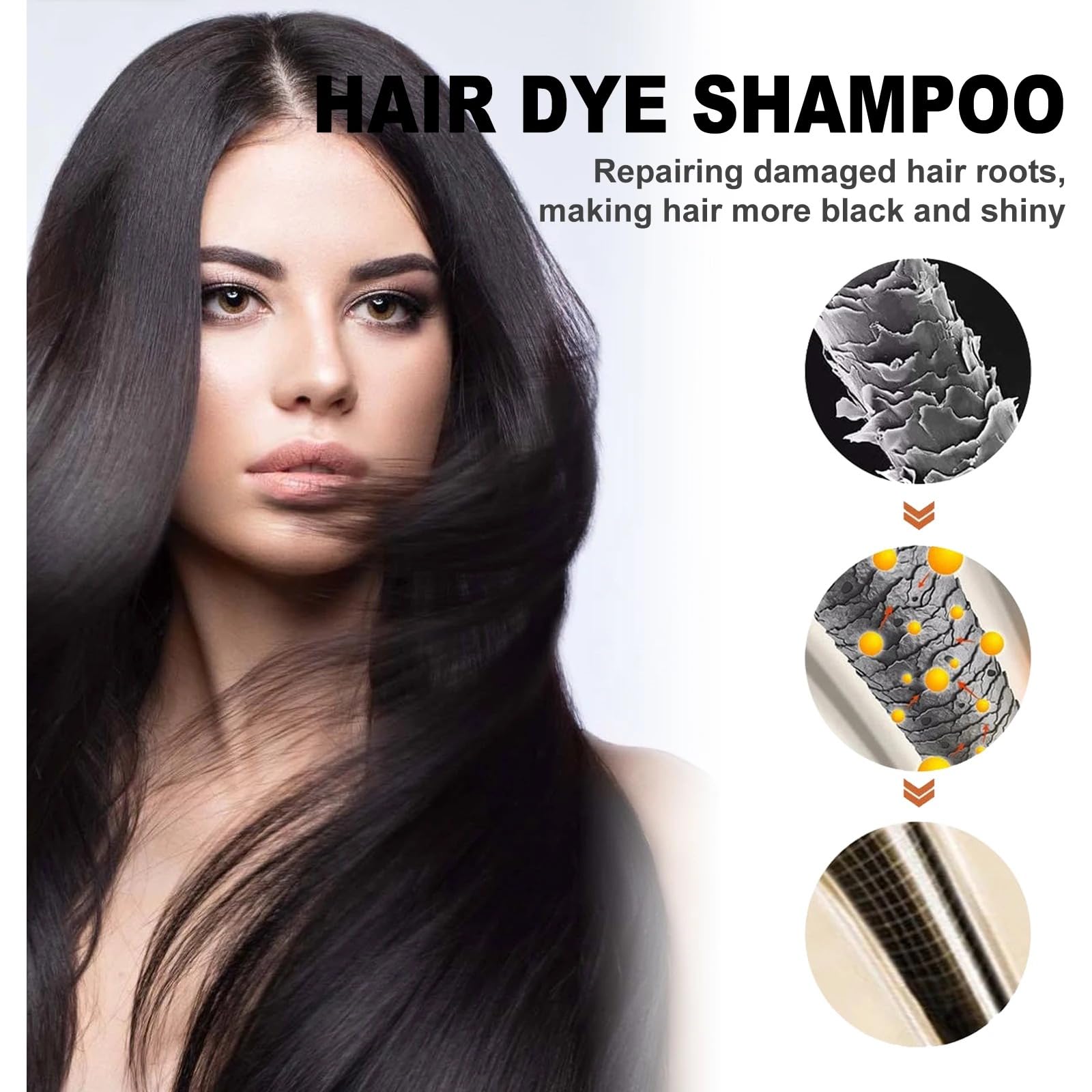 Hair Dye Shampoo, Dark Brown Instant Dye Shampoo, Hair Colour Shampoo for Grey Hair, 3 in 1 Semi Permanent Hair Dye Anti Grey, Temporary Hair Dye(Dark Brown) - New - BBE 12/2028