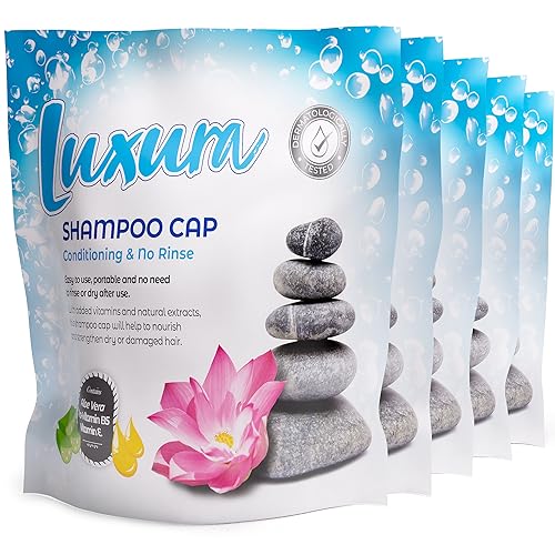 Pack of 5, Luxura Shampoo Cap, Conditioning, No Rinse - Damaged Box
