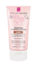Brushworks Gradual Tanning Lotion Dark 150ml - Gradual Tan for a Radiant Sun Kissed Glow, Lightweight, Fast-Absorbing Self Tan with Skincare Ingredients, Tropical Scented, Vegan & Cruelty Free - New