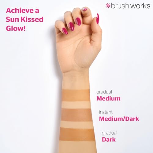 Brushworks Gradual Tanning Lotion Dark 150ml - Gradual Tan for a Radiant Sun Kissed Glow, Lightweight, Fast-Absorbing Self Tan with Skincare Ingredients, Tropical Scented, Vegan & Cruelty Free - New