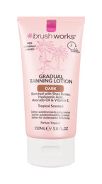 Brushworks Gradual Tanning Lotion Dark 150ml - Gradual Tan for a Radiant Sun Kissed Glow, Lightweight, Fast-Absorbing Self Tan with Skincare Ingredients, Tropical Scented, Vegan & Cruelty Free - New
