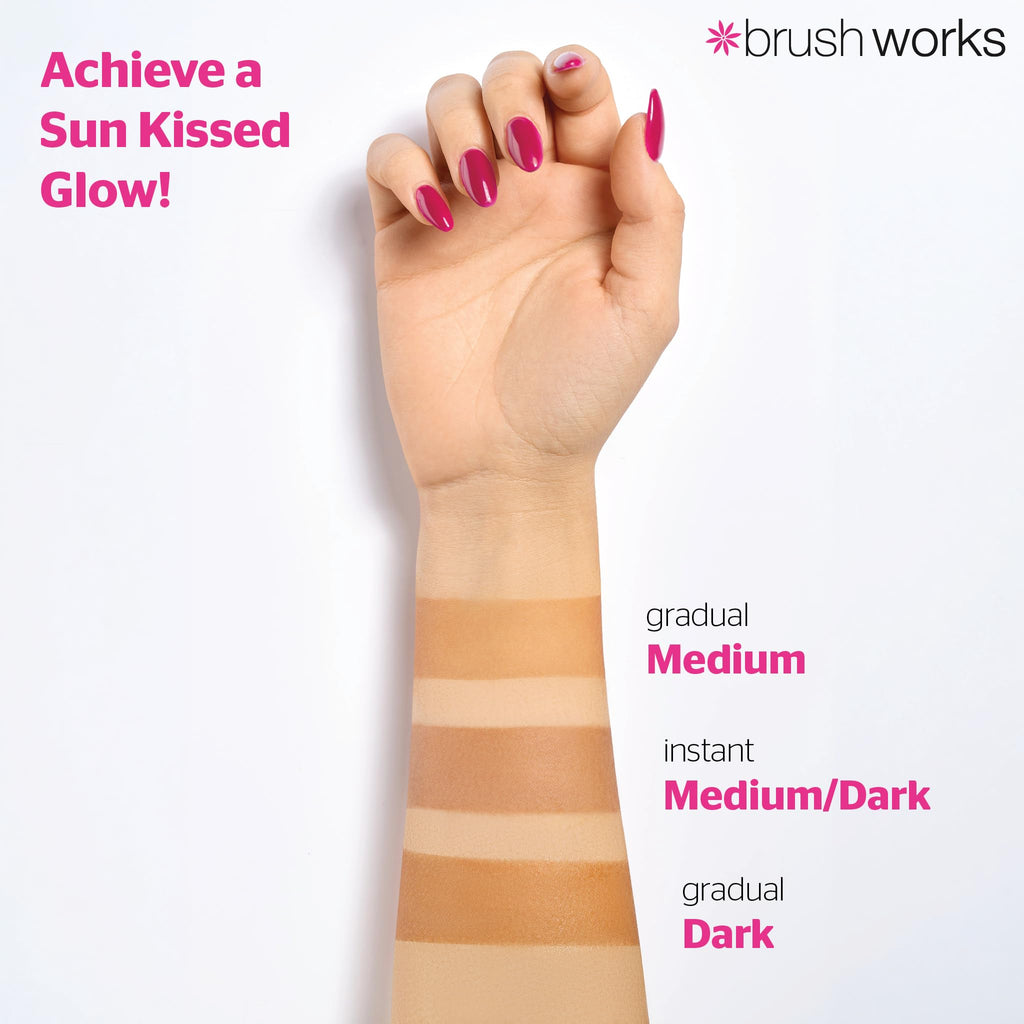 Brushworks Gradual Tanning Lotion Dark 150ml - Gradual Tan for a Radiant Sun Kissed Glow, Lightweight, Fast-Absorbing Self Tan with Skincare Ingredients, Tropical Scented, Vegan & Cruelty Free - New