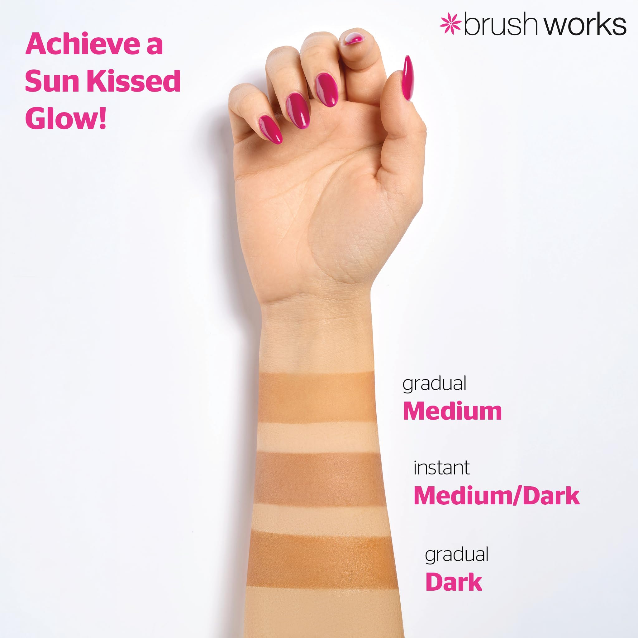 Brushworks Gradual Tanning Lotion Dark 150ml - Gradual Tan for a Radiant Sun Kissed Glow, Lightweight, Fast-Absorbing Self Tan with Skincare Ingredients, Tropical Scented, Vegan & Cruelty Free - New
