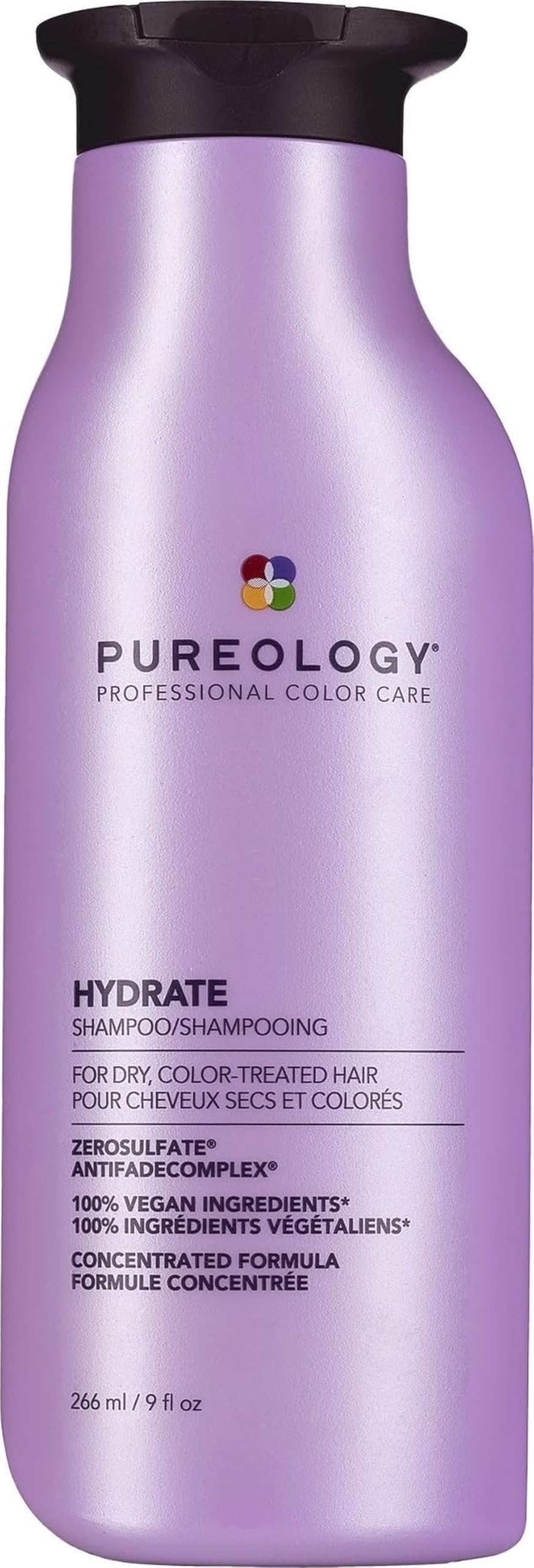 Pureology Hydrate Moisturising Shampoo, Sulphate-Free, Vegan Formula for Medium to Thick Dry, Colour-Treated Hair, for Gentle Cleansing & Deep Nourishment 266ml - Damaged Box