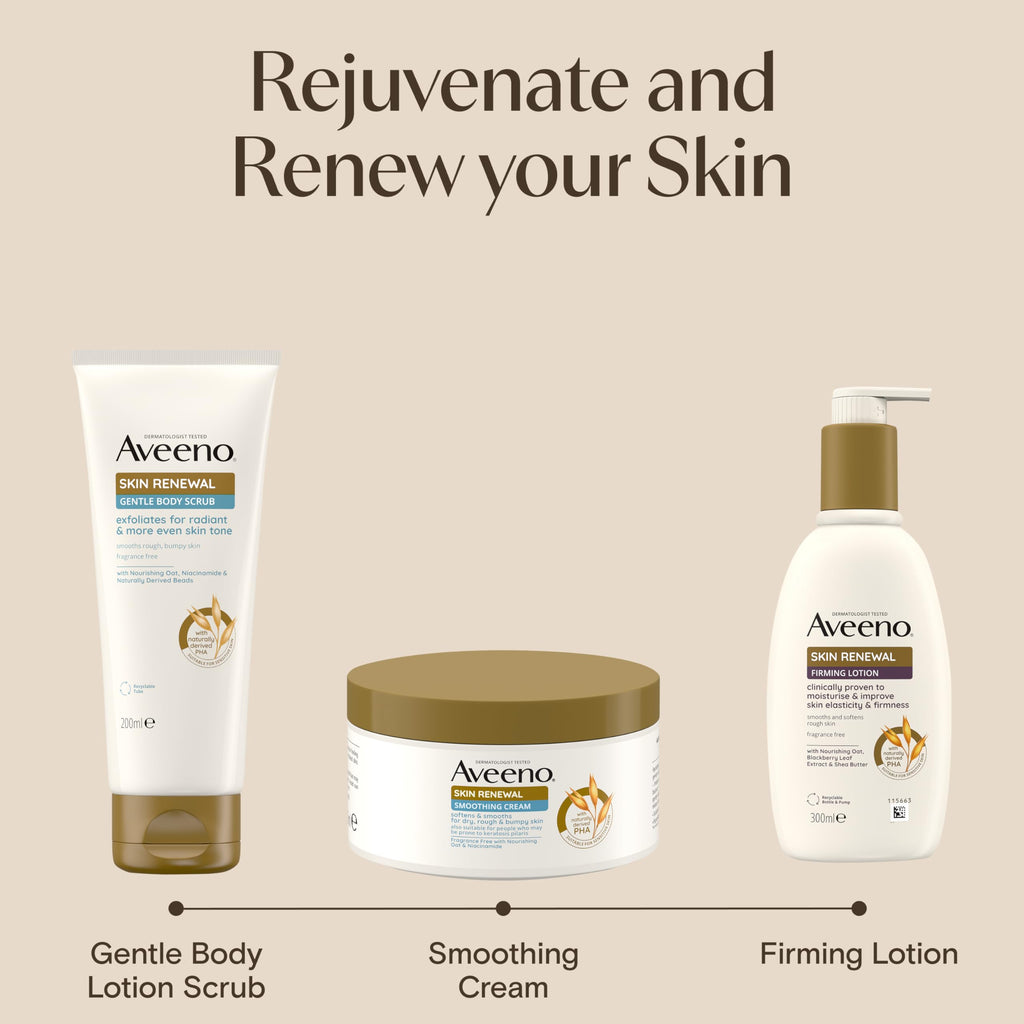 Aveeno Skin Renewal Firming Lotion (1x 300ml), Firming Body Lotion with Nourishing Prebiotic Oat, Shea Butter, 4% Naturally-Derived PHA and Blackberry Leaf Extract