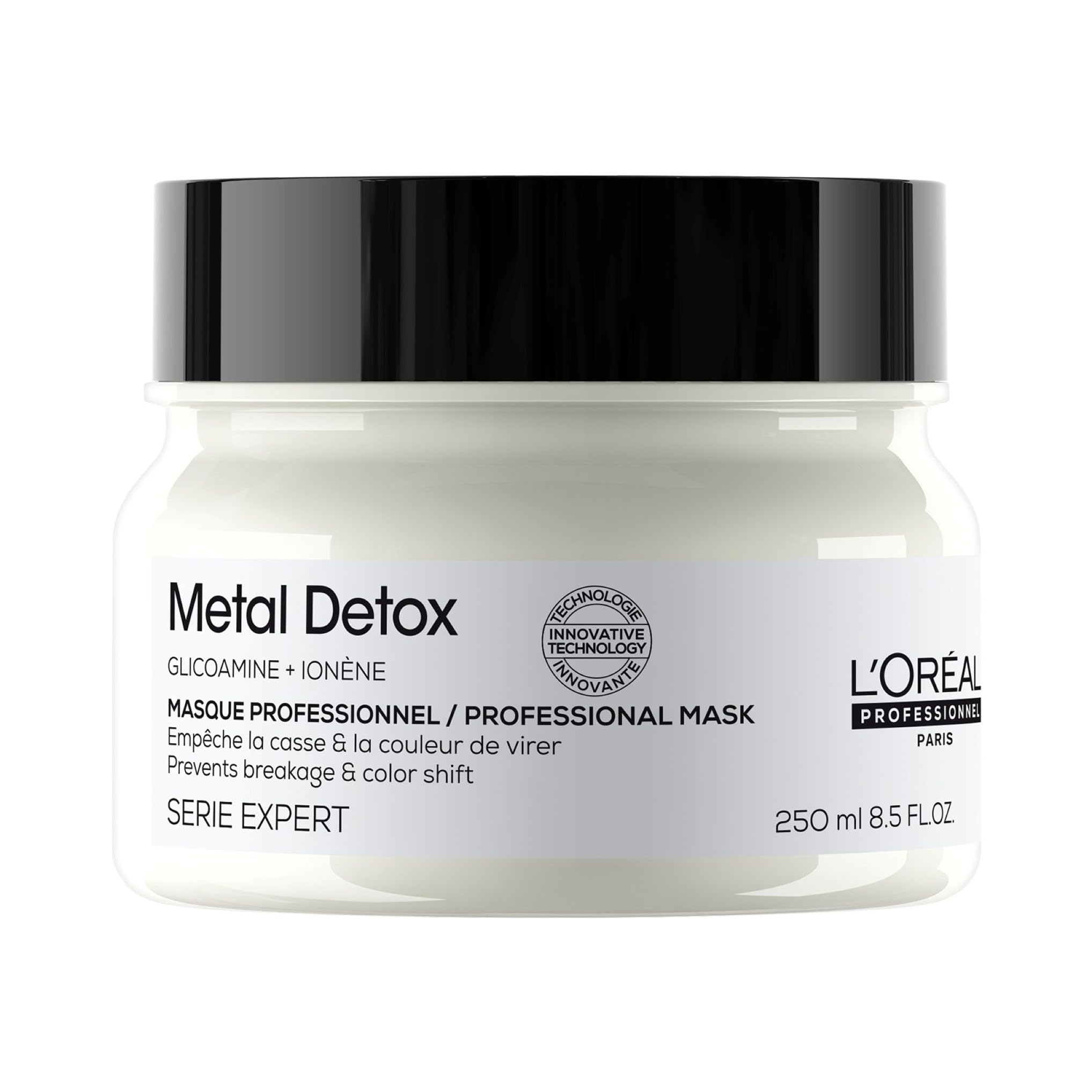 L'Or'eal Professionnel Metal Detox Hair Mask 250ml, Prevent Breakage & Colour Fade from Hard Water, Moisturising Conditioner Treatment for Smooth, Shiny Hair, Prevent Damaged Hair - New
