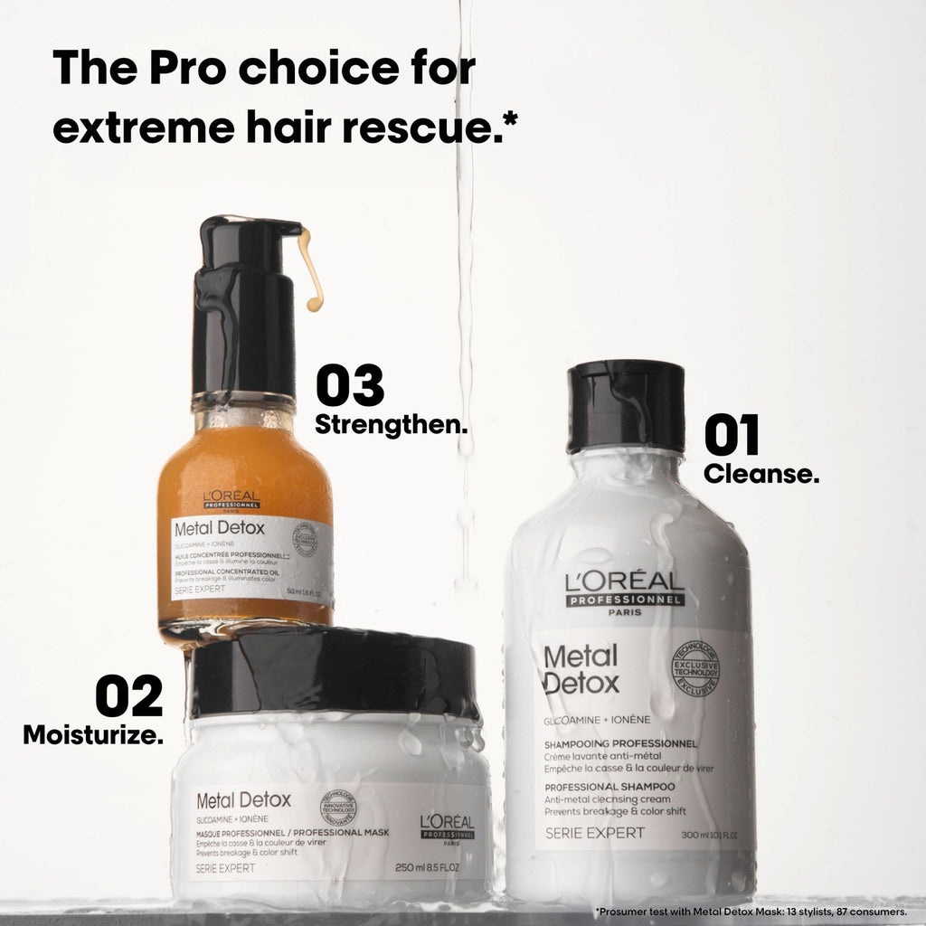 L'Or'eal Professionnel Metal Detox Hair Mask 250ml, Prevent Breakage & Colour Fade from Hard Water, Moisturising Conditioner Treatment for Smooth, Shiny Hair, Prevent Damaged Hair - New