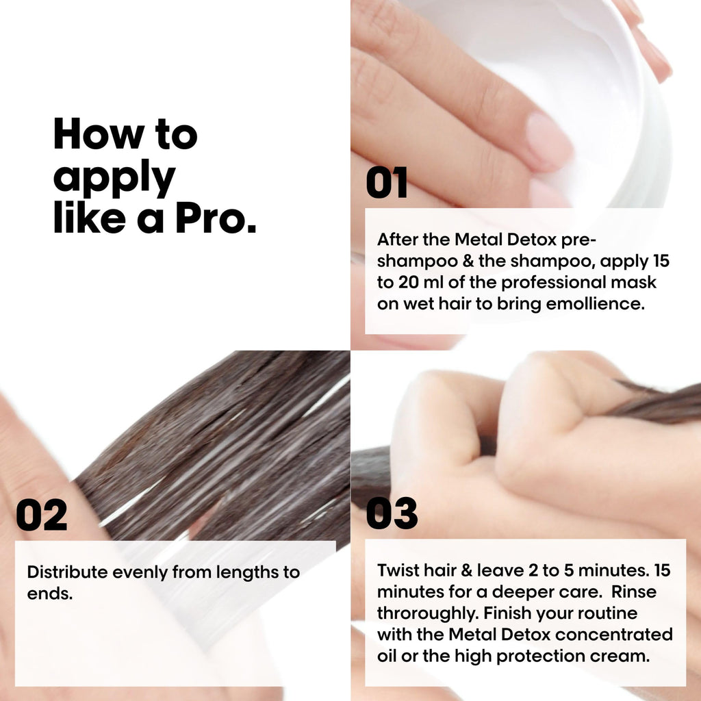 L'Or'eal Professionnel Metal Detox Hair Mask 250ml, Prevent Breakage & Colour Fade from Hard Water, Moisturising Conditioner Treatment for Smooth, Shiny Hair, Prevent Damaged Hair - New