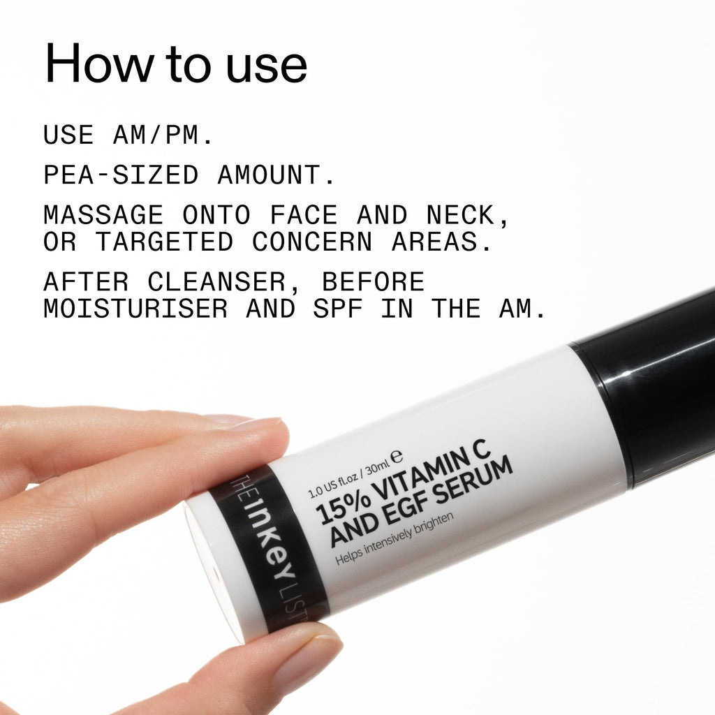 The INKEY List 15% Vitamin C and EGF Serum Helps to Intensively Brighten All Skin Types 30ml - Damaged Box