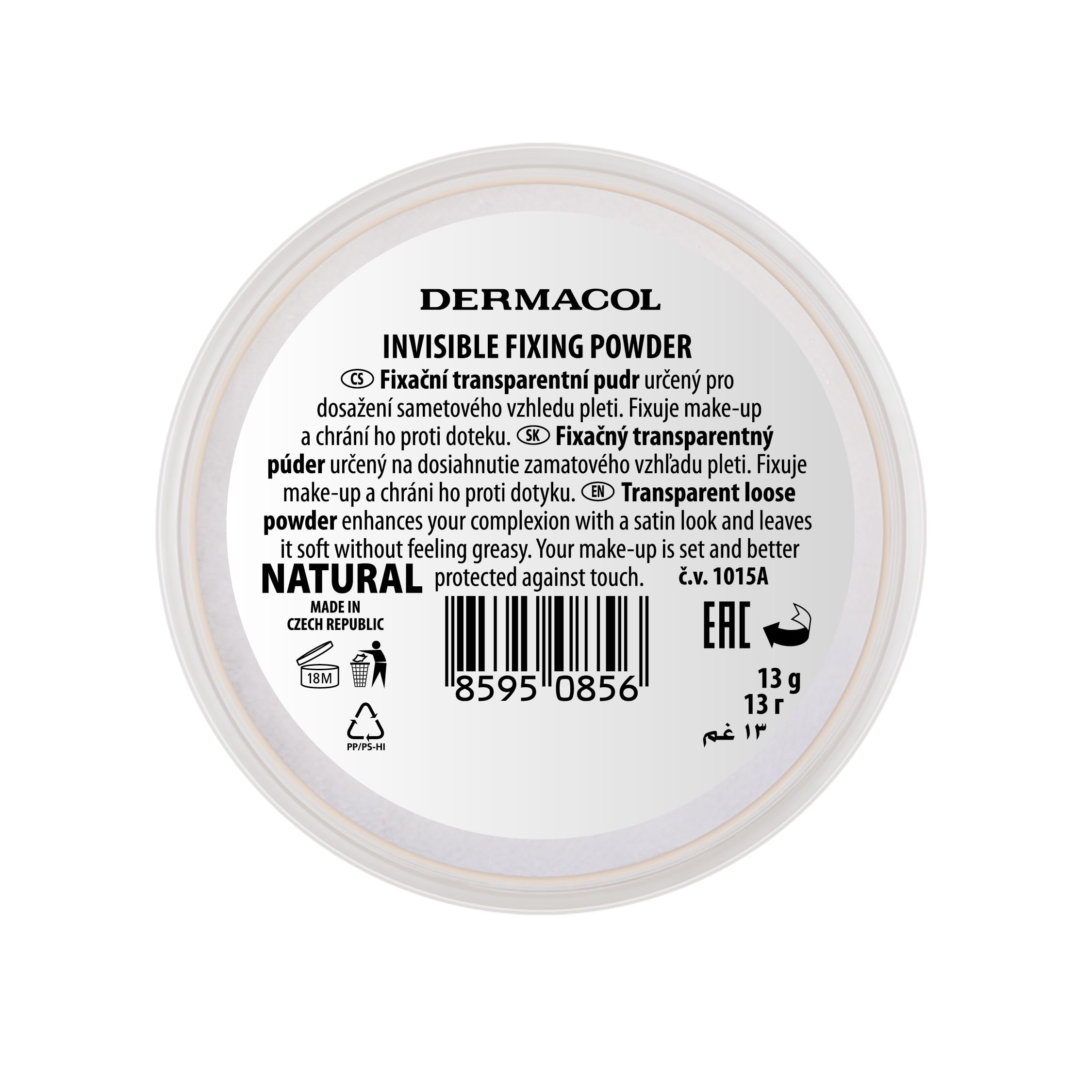 Dermacol Invisible Fixing Powder Natural 13.5g - Translucent Face Makeup Setting Powder - New