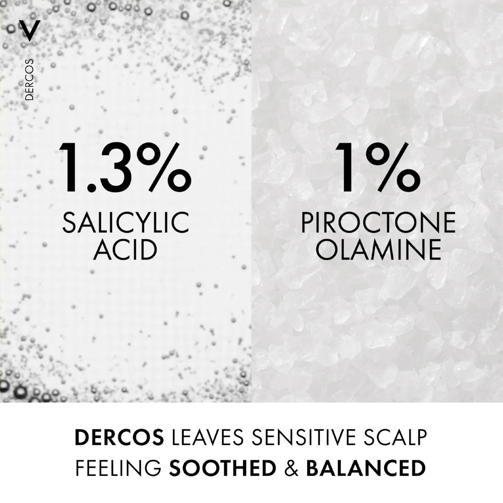Vichy Dercos Anti-Dandruff Shampoo for Sensitive Scalp With Piroctone Olamine, Salicylic Acid, Bisabolol, Sulphate-Free Gentle Formula, Skin Health Alliance Approved, 200ml - New