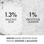 Vichy Dercos Anti-Dandruff Shampoo for Sensitive Scalp With Piroctone Olamine, Salicylic Acid, Bisabolol, Sulphate-Free Gentle Formula, Skin Health Alliance Approved, 200ml - New