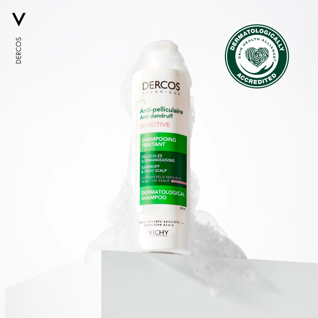 Vichy Dercos Anti-Dandruff Shampoo for Sensitive Scalp With Piroctone Olamine, Salicylic Acid, Bisabolol, Sulphate-Free Gentle Formula, Skin Health Alliance Approved, 200ml - New