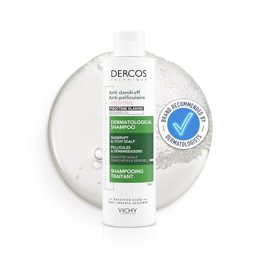 Vichy Dercos Anti-Dandruff Shampoo for Sensitive Scalp With Piroctone Olamine, Salicylic Acid, Bisabolol, Sulphate-Free Gentle Formula, Skin Health Alliance Approved, 200ml - New