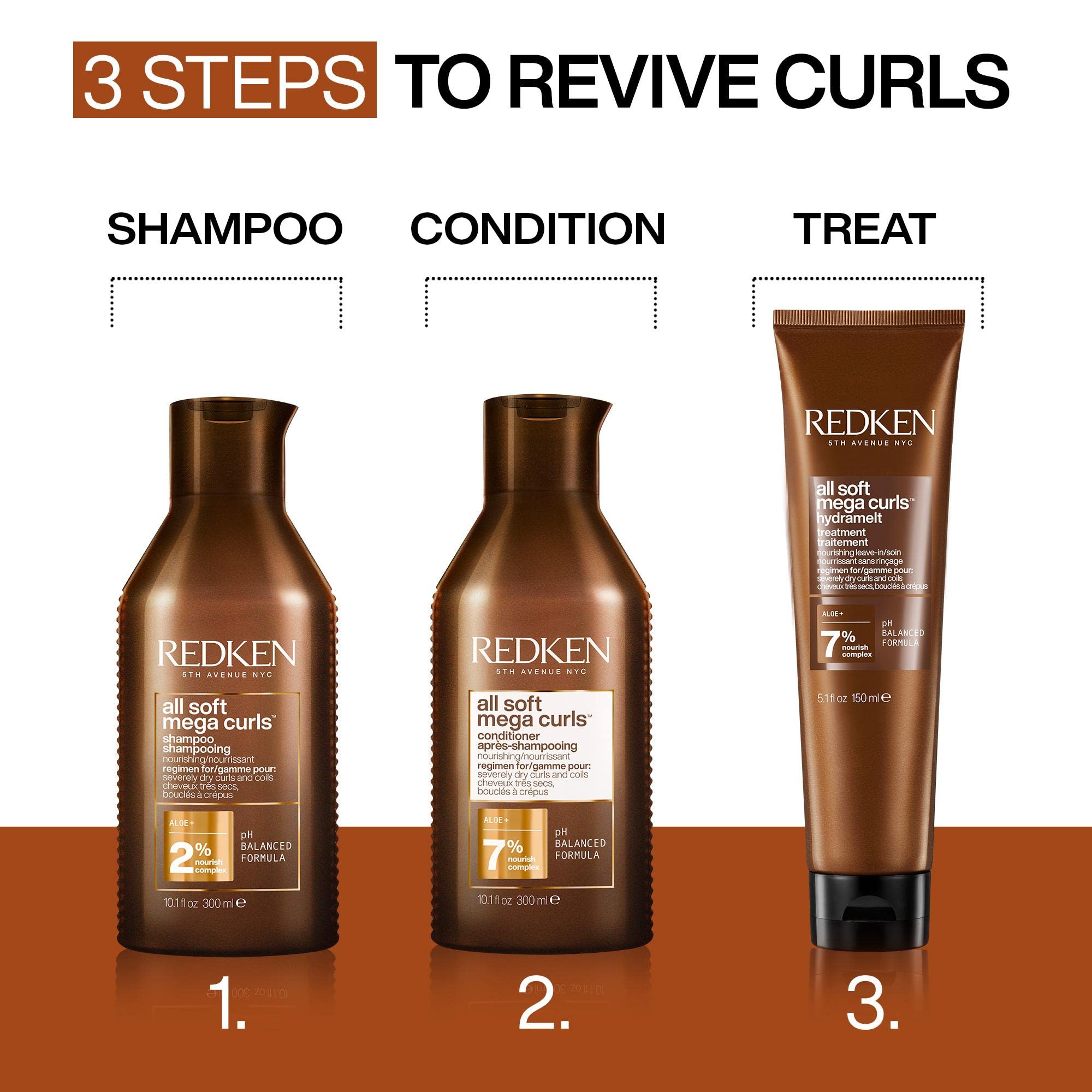 REDKEN All Soft Mega Curls, HydraMelt Leave-In Conditioner Treatment, For Dry Curly, Coily Hair, Nourishes and Adds Bounce, Shine and Definition, Vegan Formula, 150ml - Damaged Box