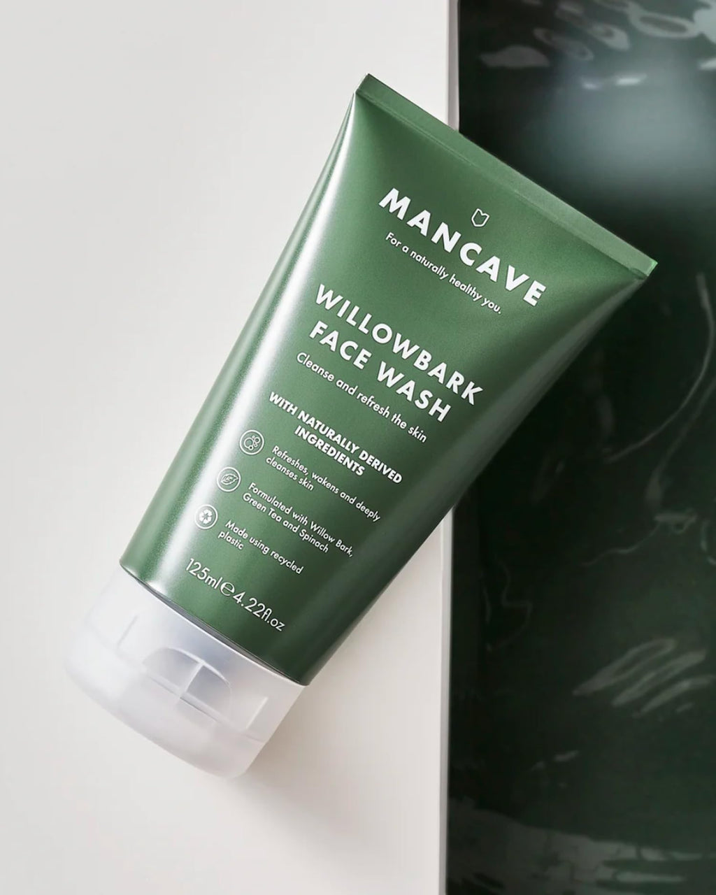 ManCave Willowbark Face Wash 125ml for Men, Cleanse and Detoxify with Willow bark Extract, Green Tea and Spinach Extract, Lathering Sulphate-Free Formula, Natural Formulation, Vegan Friendly - New