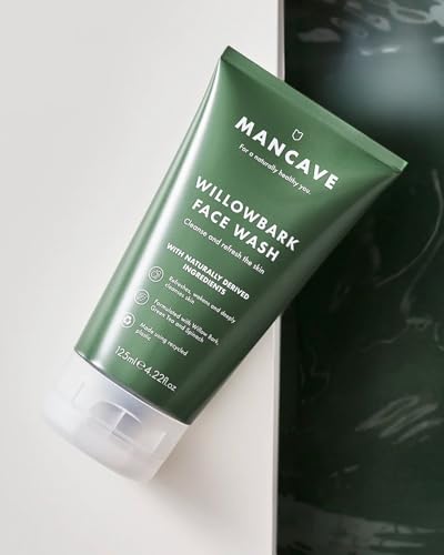 ManCave Willowbark Face Wash 125ml for Men, Cleanse and Detoxify with Willow bark Extract, Green Tea and Spinach Extract, Lathering Sulphate-Free Formula, Natural Formulation, Vegan Friendly - New