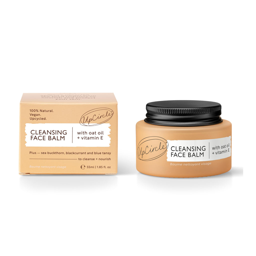 UpCircle Cleansing Face Balm with Apricot 55ml - Natural Cleanser To Remove Makeup, Including Waterproof Mascara + Clear Blackheads - Sea Buckthorn, Oat + Rosemary Oil - Vegan + Cruelty-Free - New