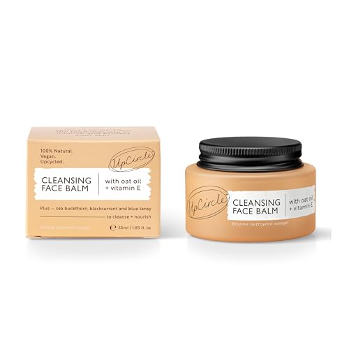 UpCircle Cleansing Face Balm with Apricot 55ml - Natural Cleanser To Remove Makeup, Including Waterproof Mascara + Clear Blackheads - Sea Buckthorn, Oat + Rosemary Oil - Vegan + Cruelty-Free - New