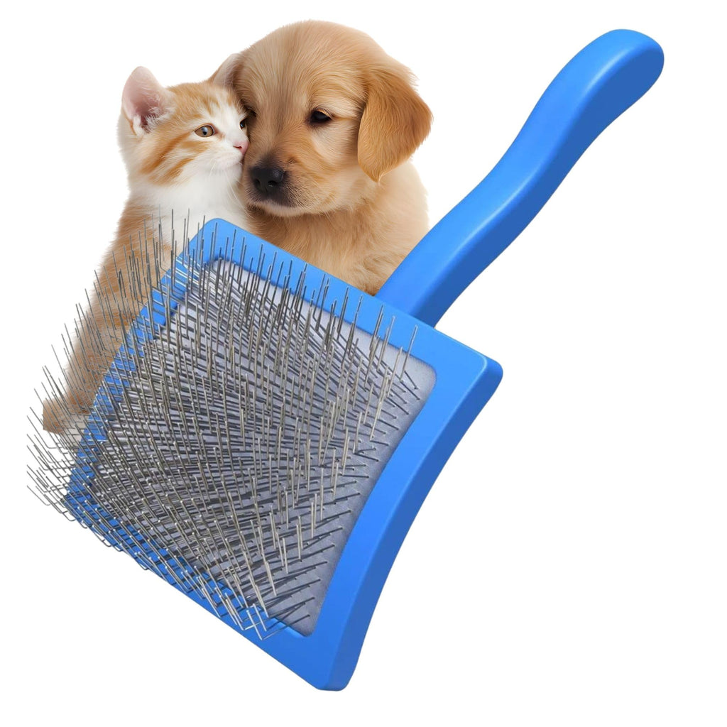 Professional Extra Long Pin Slicker Brush for Dogs & Cats - Firm Dematting & Deshedding Comb for Thick Coats - 25mm Curved Stainless-Steel Pins Grooming Tool for doodle, Poodle, Long Hair Pets - Damaged Box