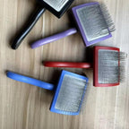 Professional Extra Long Pin Slicker Brush for Dogs & Cats - Firm Dematting & Deshedding Comb for Thick Coats - 25mm Curved Stainless-Steel Pins Grooming Tool for doodle, Poodle, Long Hair Pets - Damaged Box