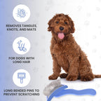 Professional Extra Long Pin Slicker Brush for Dogs & Cats - Firm Dematting & Deshedding Comb for Thick Coats - 25mm Curved Stainless-Steel Pins Grooming Tool for doodle, Poodle, Long Hair Pets - Damaged Box