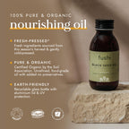 Fushi Organic Black Seed Oil 250ml | High Strength 100% pure Cold & Fresh-Pressed Seed Oil Food-grade For Dry, Itchy & Irritated Hair & Skin | Sustainably Sourced | Manufactured in the UK - New