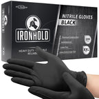 JFA Medical Disposable Mechanic, Heavy Duty 5.5G Powder Free Latex Free Black Nitrile Gloves - Box of 100 (XL) - Damaged Box