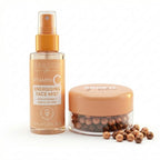 Sunkissed Vitamin C Face Mist 100ml + Bronze and Glow Bronzing Pearls 45g - Energising Hydrating Spray and Bronzer Gift Set for Women - Damaged Box