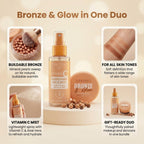 Sunkissed Vitamin C Face Mist 100ml + Bronze and Glow Bronzing Pearls 45g - Energising Hydrating Spray and Bronzer Gift Set for Women - Damaged Box