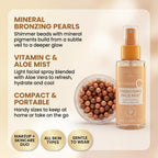 Sunkissed Vitamin C Face Mist 100ml + Bronze and Glow Bronzing Pearls 45g - Energising Hydrating Spray and Bronzer Gift Set for Women - Damaged Box