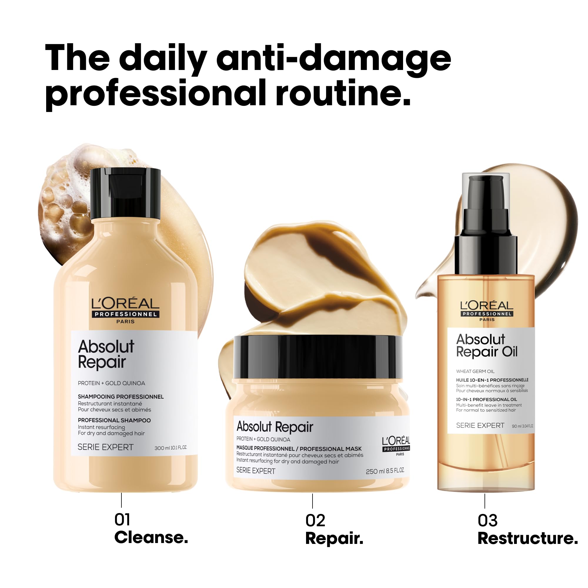 L'Oreal Professionnel Absolut Repair Shampoo 500ml & Hair Mask 250ml - Damaged Box